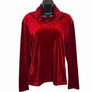 VTG 90s Y2K DYNAMITE RED VELVET COWL NECK TOP M CHRISTMAS HOLIDAY WHIMSIGOTH M